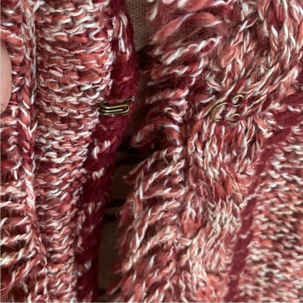 Anthropologie Angle Of The North Eliot Fringe Red White Cardigan Sweater Small - Picture 8 of 9